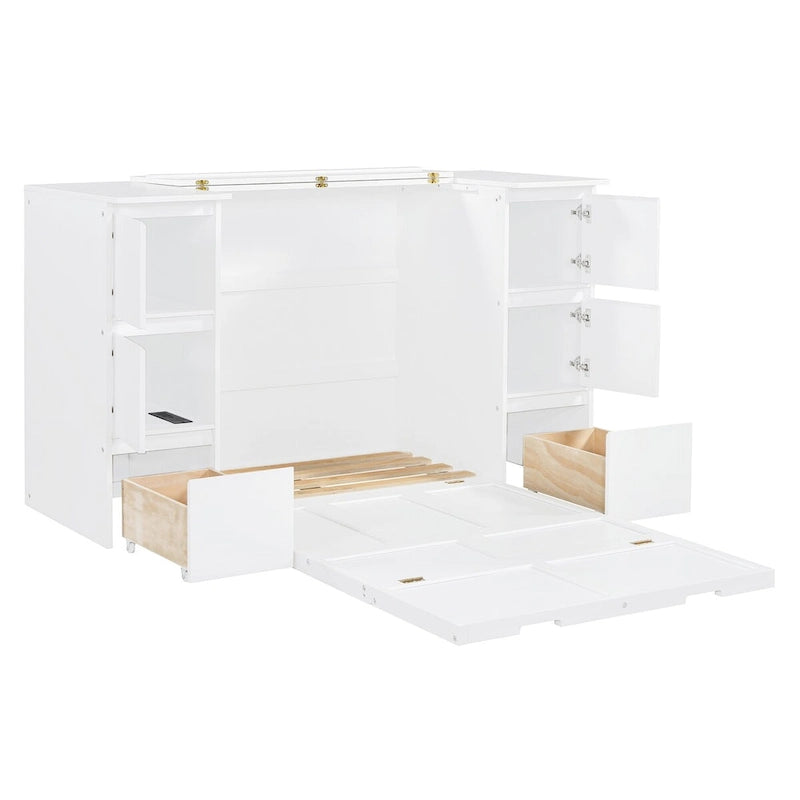 Lit escamotable grand format avec tiroirs