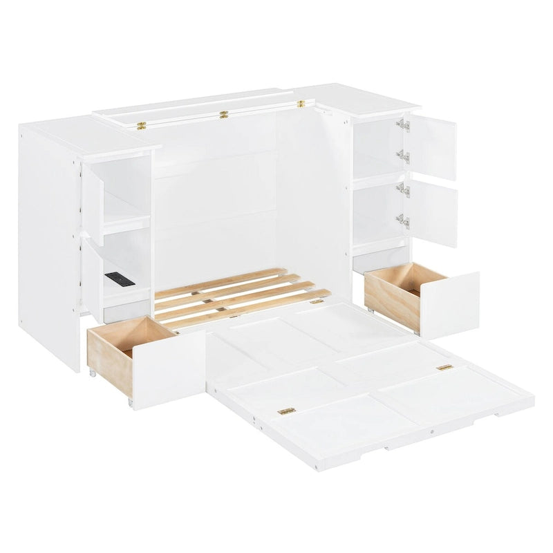 Lit escamotable grand format avec tiroirs