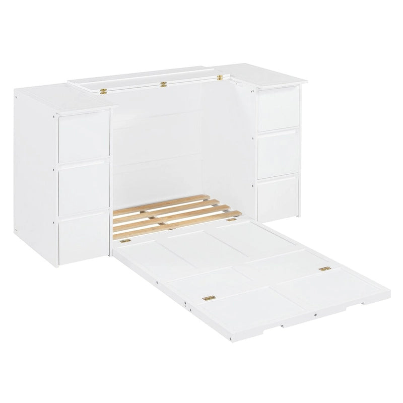 Lit escamotable grand format avec tiroirs