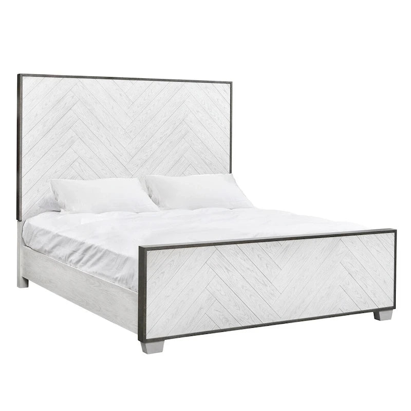 Lit Swids Modern Farmhouse Vintage Blanc avec cadre métallique