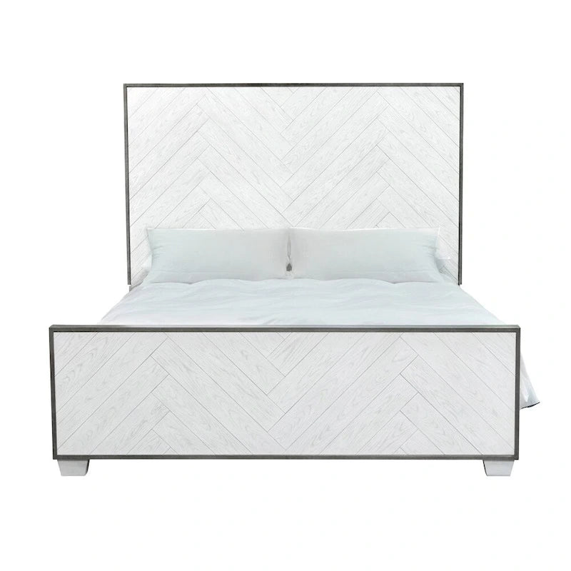 Lit Swids Modern Farmhouse Vintage Blanc avec cadre métallique