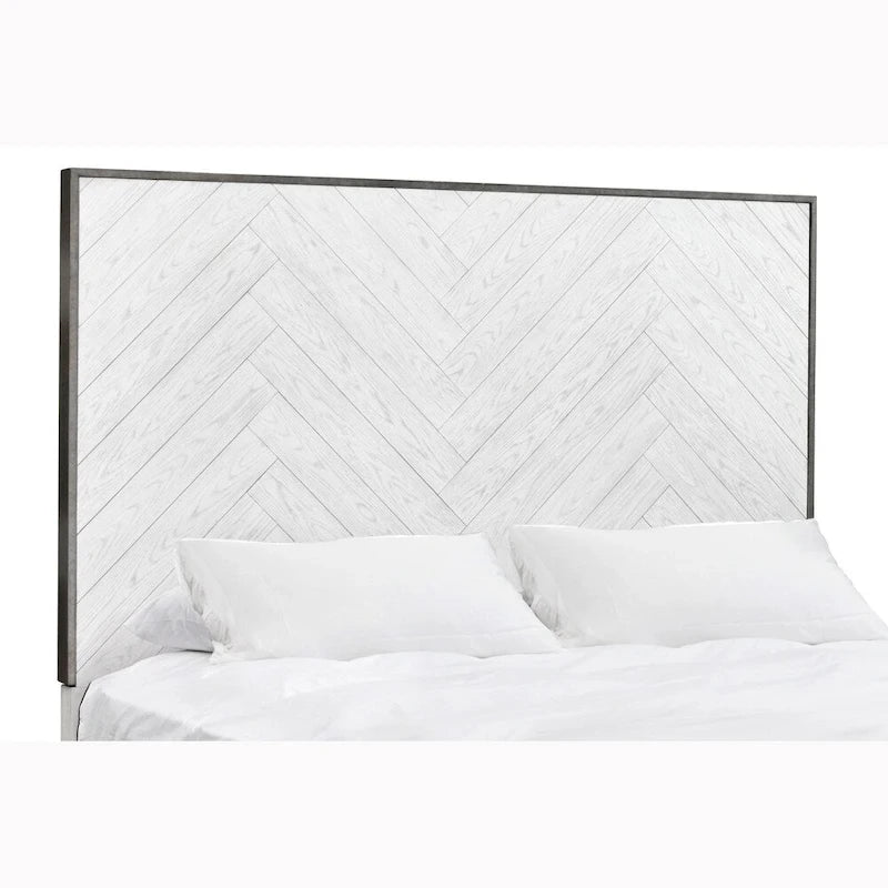 Lit Swids Modern Farmhouse Vintage Blanc avec cadre métallique