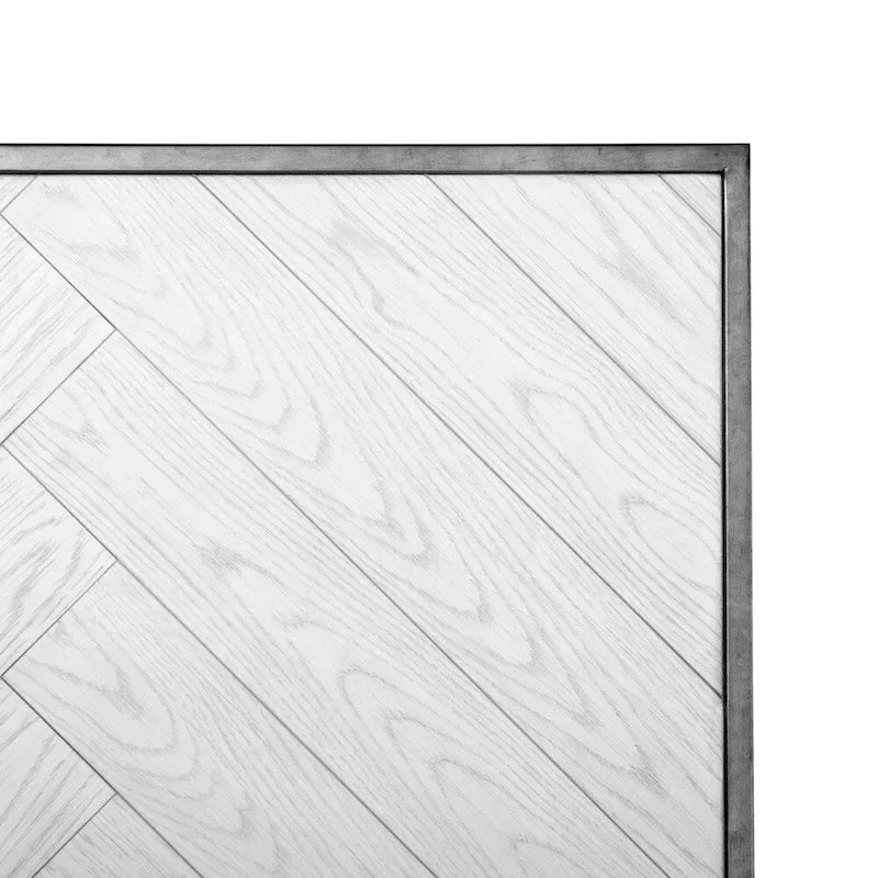 Lit Swids Modern Farmhouse Vintage Blanc avec cadre métallique