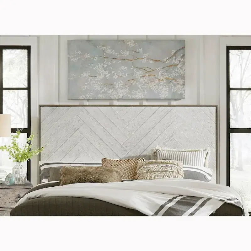 Lit Swids Modern Farmhouse Vintage Blanc avec cadre métallique