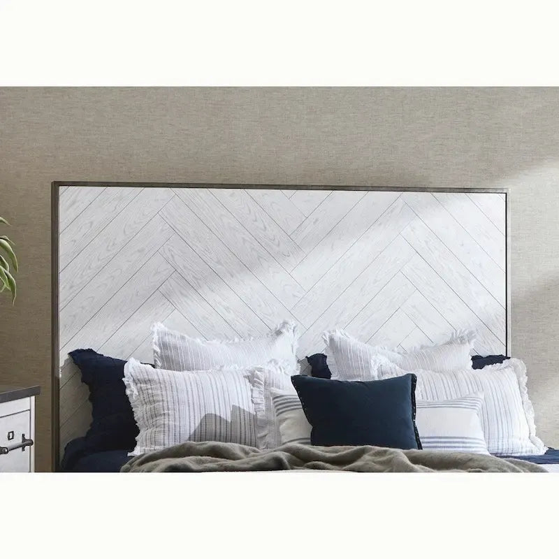 Lit Swids Modern Farmhouse Vintage Blanc avec cadre métallique