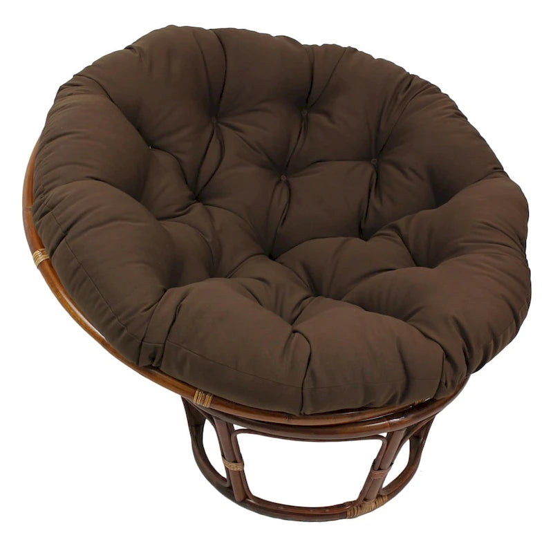 Fauteuil Papasan en rotin Bali de 42 pouces avec coussin en sergé