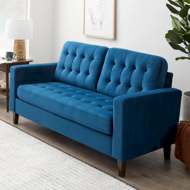Canapé Brookside Brynn 76 po. avec accoudoirs carrés en similicuir/velours/tissu