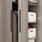 Armoire Penderie en Bois avec 6 Cubes de Rangement et Tringle Suspendue