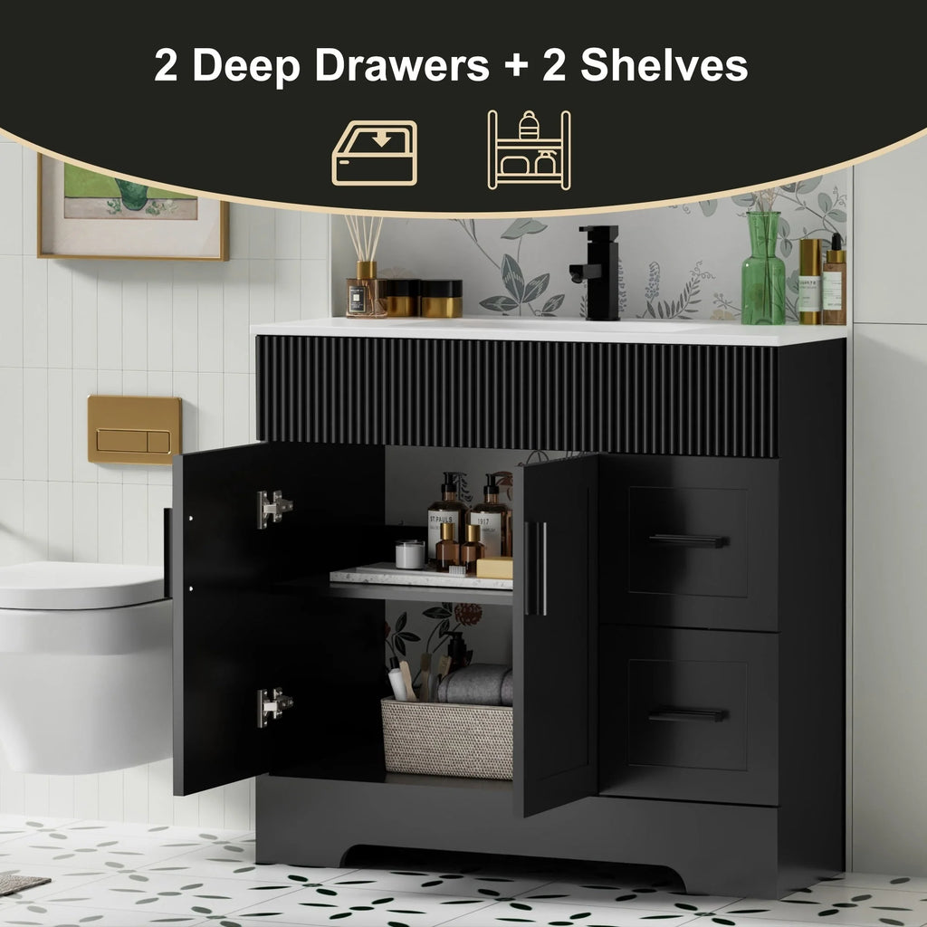 Meuble-lavabo Wavy Line 30/36/48 avec évier et robinet