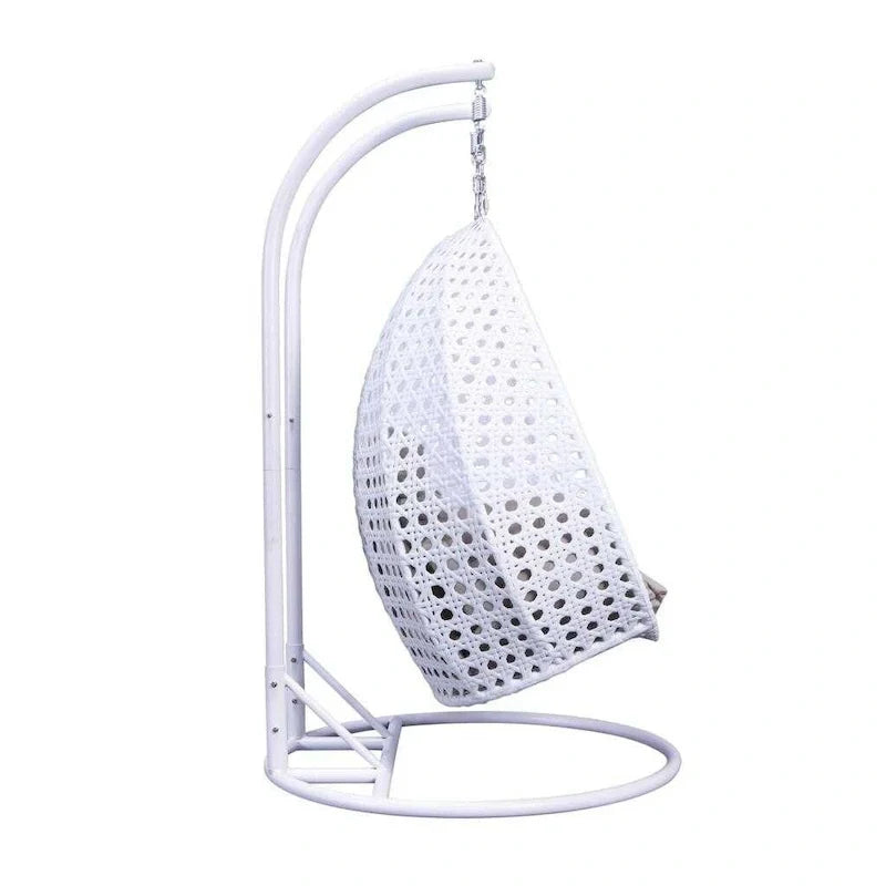 LeisureMod Fauteuil suspendu œuf 2 places avec support - Balançoire hamac de patio en rotin osier intérieur/extérieur avec coussins