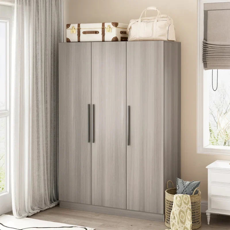 Armoire Penderie en Bois avec 6 Cubes de Rangement et Tringle Suspendue