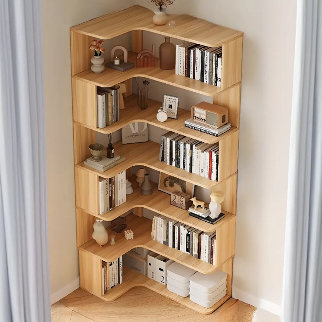 Étagère d'angle en bois manufacturé avec 6 tablettes