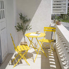Ensemble bistro pliant 3 pièces en métal, ensemble de conversation intérieur/extérieur résistant aux intempéries pour patio, cour, jardin