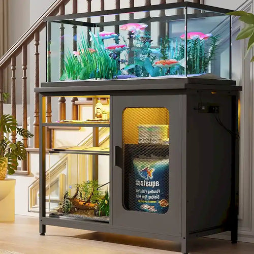 Meuble pour aquarium de 75-110 litres avec prises électriques et éclairage LED