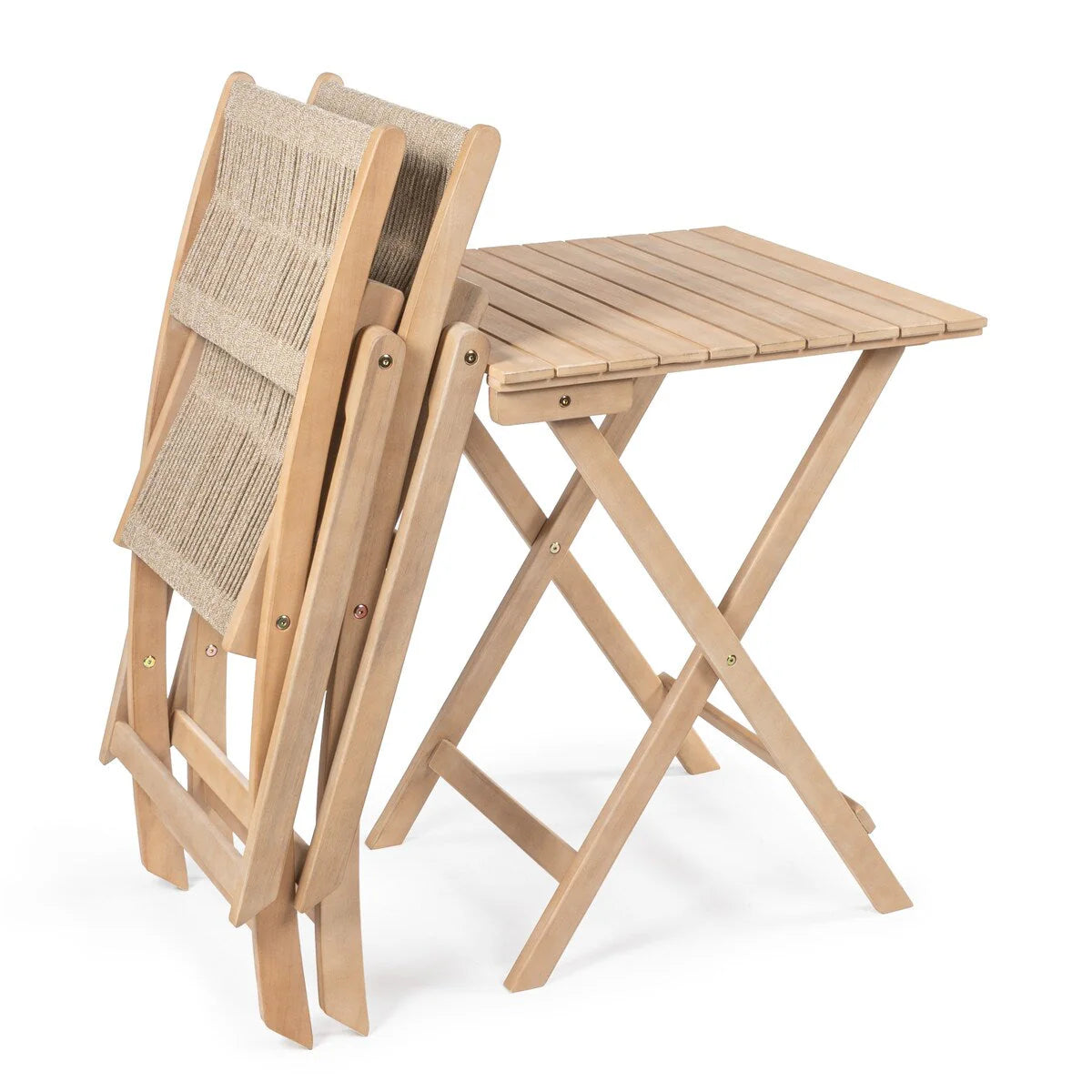Ensemble de bistro d'extérieur pliant 3 pièces Cadiz Modern Coastal en bois d'acacia, par JONATHAN Y