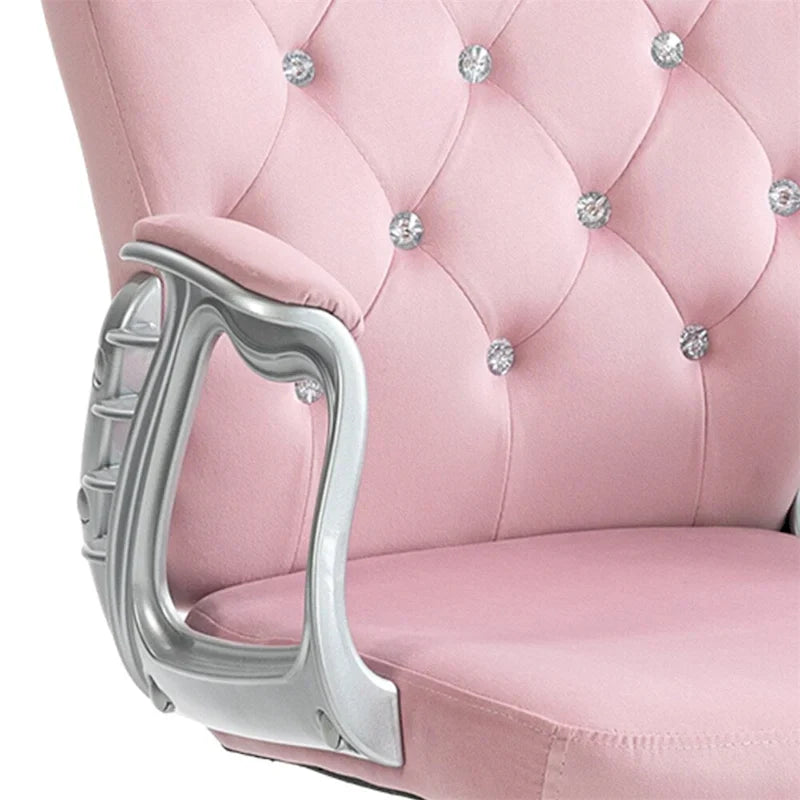 Chaise de bureau à domicile en velours réglable en hauteur avec accoudoirs rembourrés et roulettes - N/A