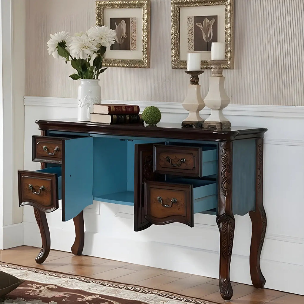 Console de rangement en bois "café français" avec tiroirs
