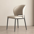 Chaise de salle à manger moderne en similicuir courbé à dossier bas