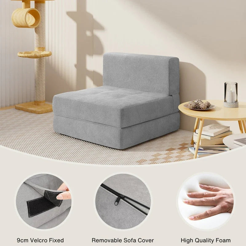 Chaise convertible 3-en-1, chaise pliable, lit-méridienne dépliable