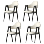 Chaise de salle à manger en cuir moderne avec dossier incurvé et ouvert