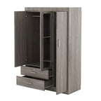 Armoire-penderie 3 portes avec miroir, étagères et 2 tiroirs