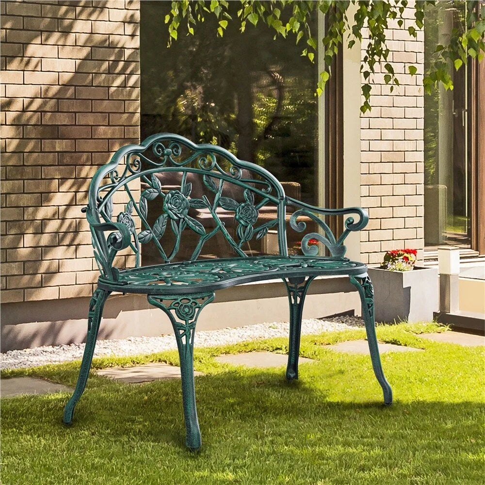 Yaheetech Banc en métal pour l'extérieur, Patio, Parc, Jardin - N/A