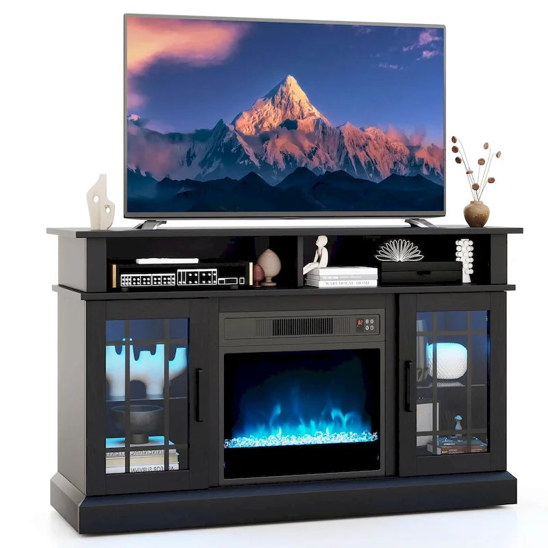 Meuble TV Costway avec cheminée électrique, lumières LED et télécommandes - Voir détails