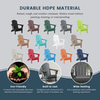 Chaise Adirondack pliante de patio d'extérieur tout temps résistante à la décoloration Polytrends Laguna