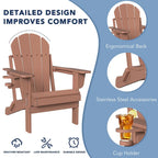 Chaise Adirondack pliable d'extérieur avec porte-gobelet