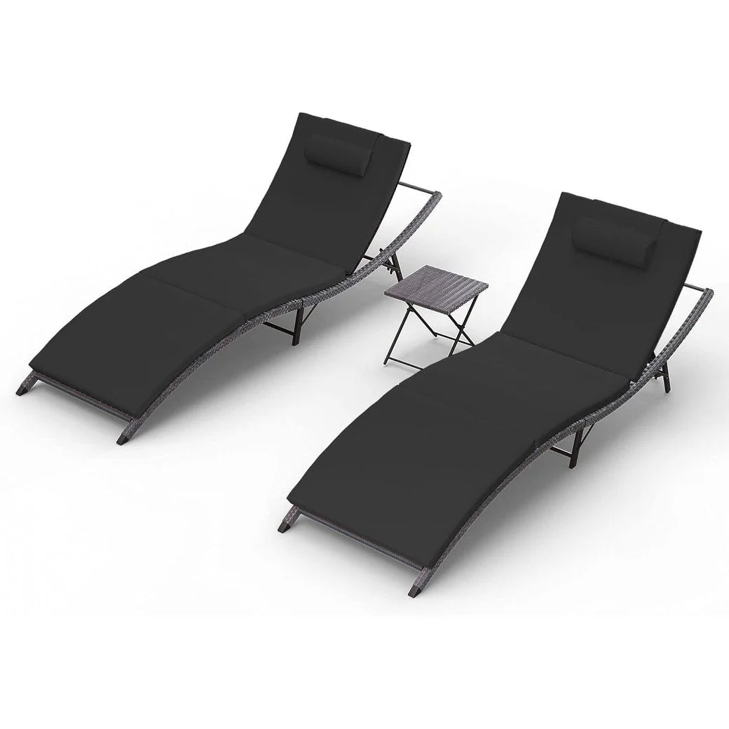 Kullavik – Ensemble de 3 chaises longues d'extérieur