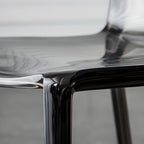 Chaise de salle à manger en acrylique ambré sans accoudoirs et à dossier bas