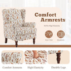 Fauteuil d'appoint moderne Erommy, fauteuil à dossier haut, canapé individuel en tissu capitonné avec pieds en bois pour salon