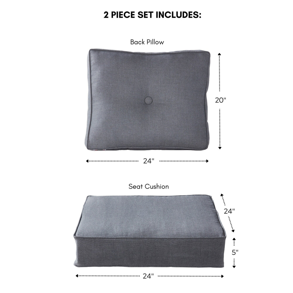 Ensemble de 2 coussins d'extérieur Sunbrella haut de gamme à assise profonde