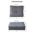 Ensemble de 2 coussins d'extérieur Sunbrella haut de gamme à assise profonde
