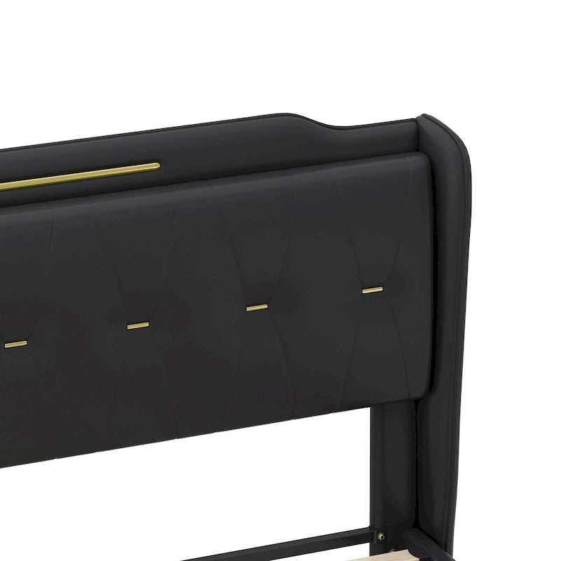 Lit rembourré moderne en cuir PU Uphou de Christopher Knight Home