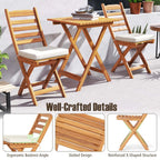 Ensemble de bistrot pliant 3 pièces Patiojoy avec coussins d'assise amovibles - Voir les détails