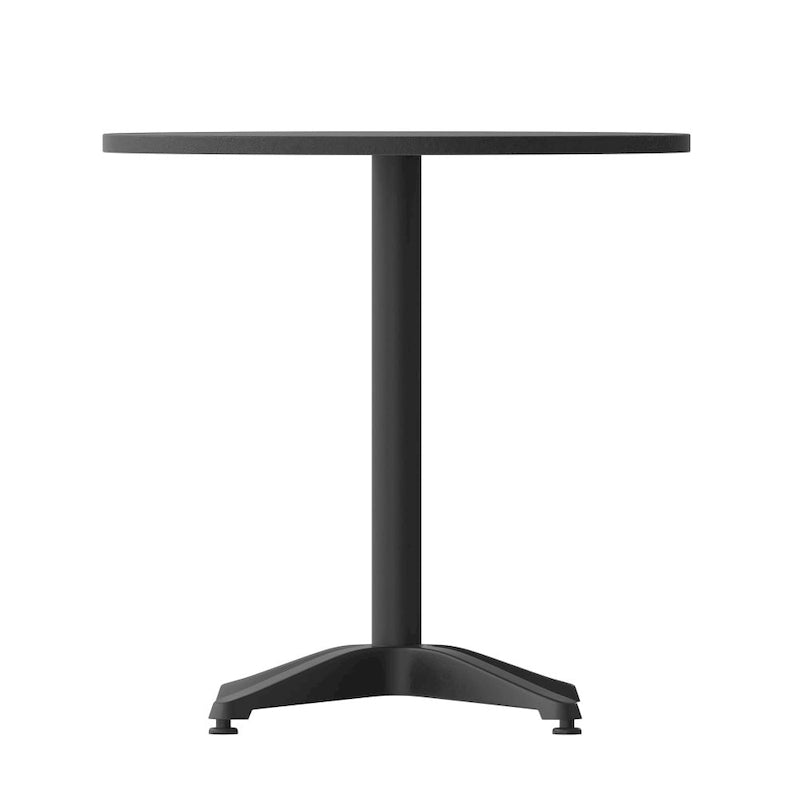 Table d'intérieur/extérieur à plateau lisse en aluminium rond de 27,5 po avec base