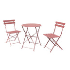 Ensemble bistro pliant 3 pièces en métal, ensemble de conversation intérieur/extérieur résistant aux intempéries pour patio, cour, jardin