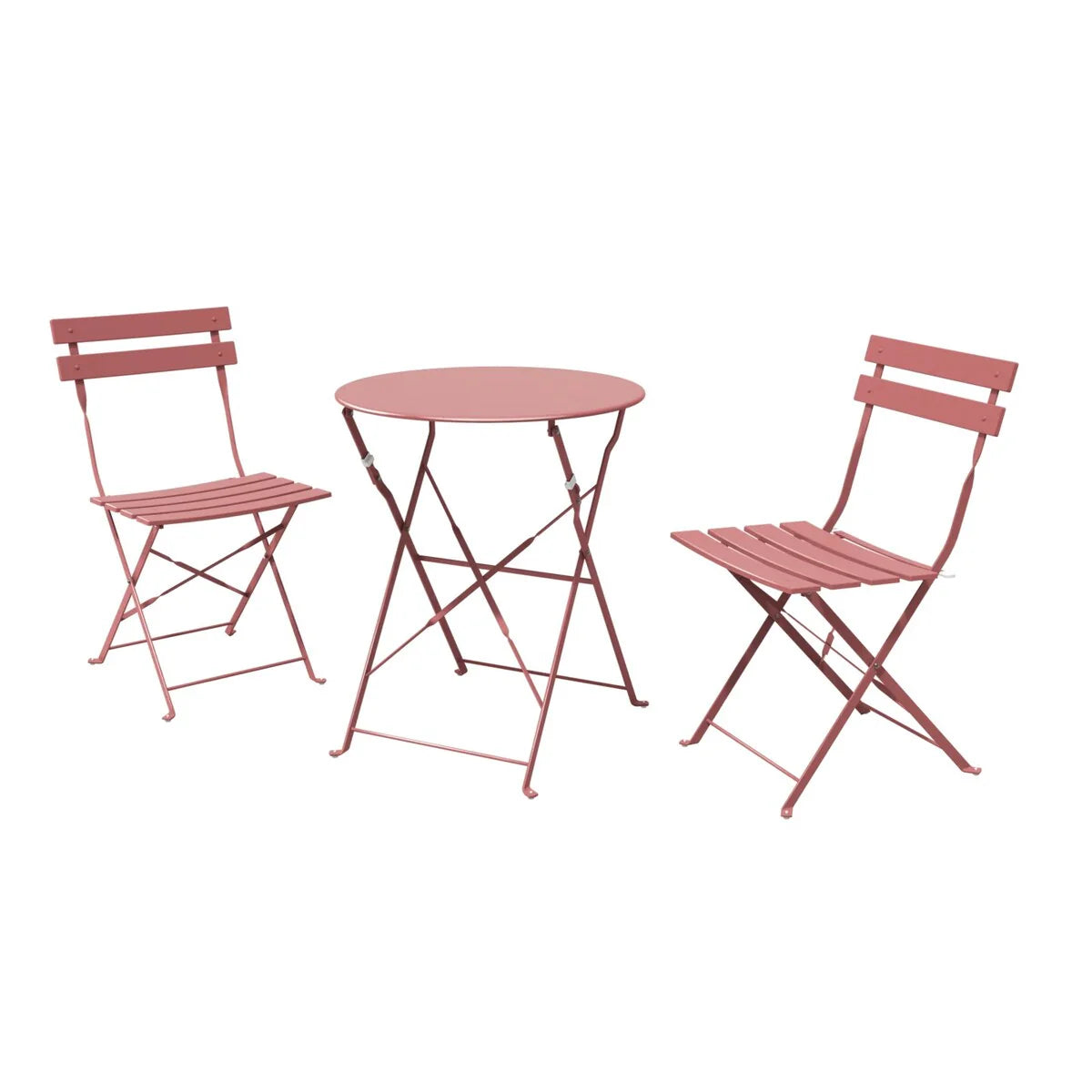 Ensemble bistro pliant 3 pièces en métal, ensemble de conversation intérieur/extérieur résistant aux intempéries pour patio, cour, jardin