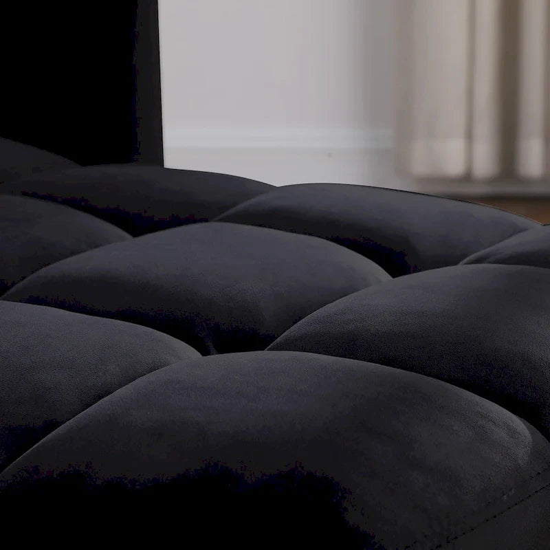 Chaise longue convertible 3-en-1 en lit, noir