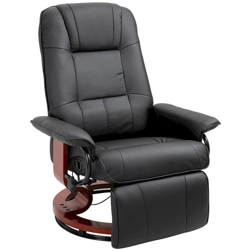 Fauteuil de relaxation pivotant en cuir réglable avec repose-pieds et accoudoirs