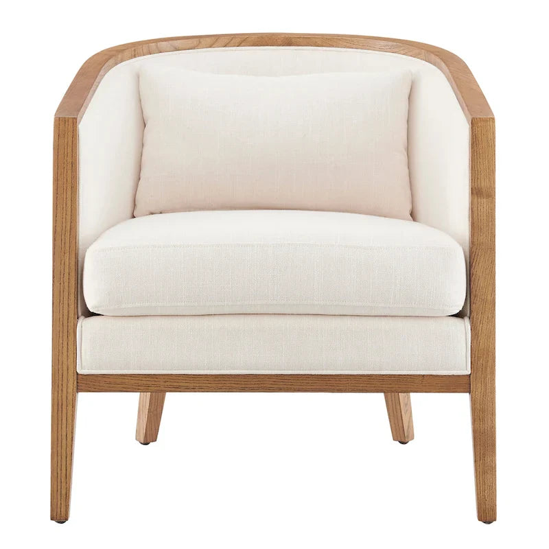 Fauteuil d'appoint en lin Tillman avec rotin