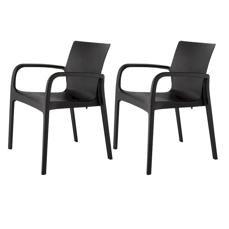 Chaise de salle à manger empilable avec accoudoirs Alissa, en résine, tout temps, lot de 2