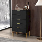 Commode à 5 tiroirs avec table de chevet et meuble de rangement 60 cm L Blanc/Noir