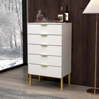 Commode à 5 tiroirs avec table de chevet et meuble de rangement 60 cm L Blanc/Noir