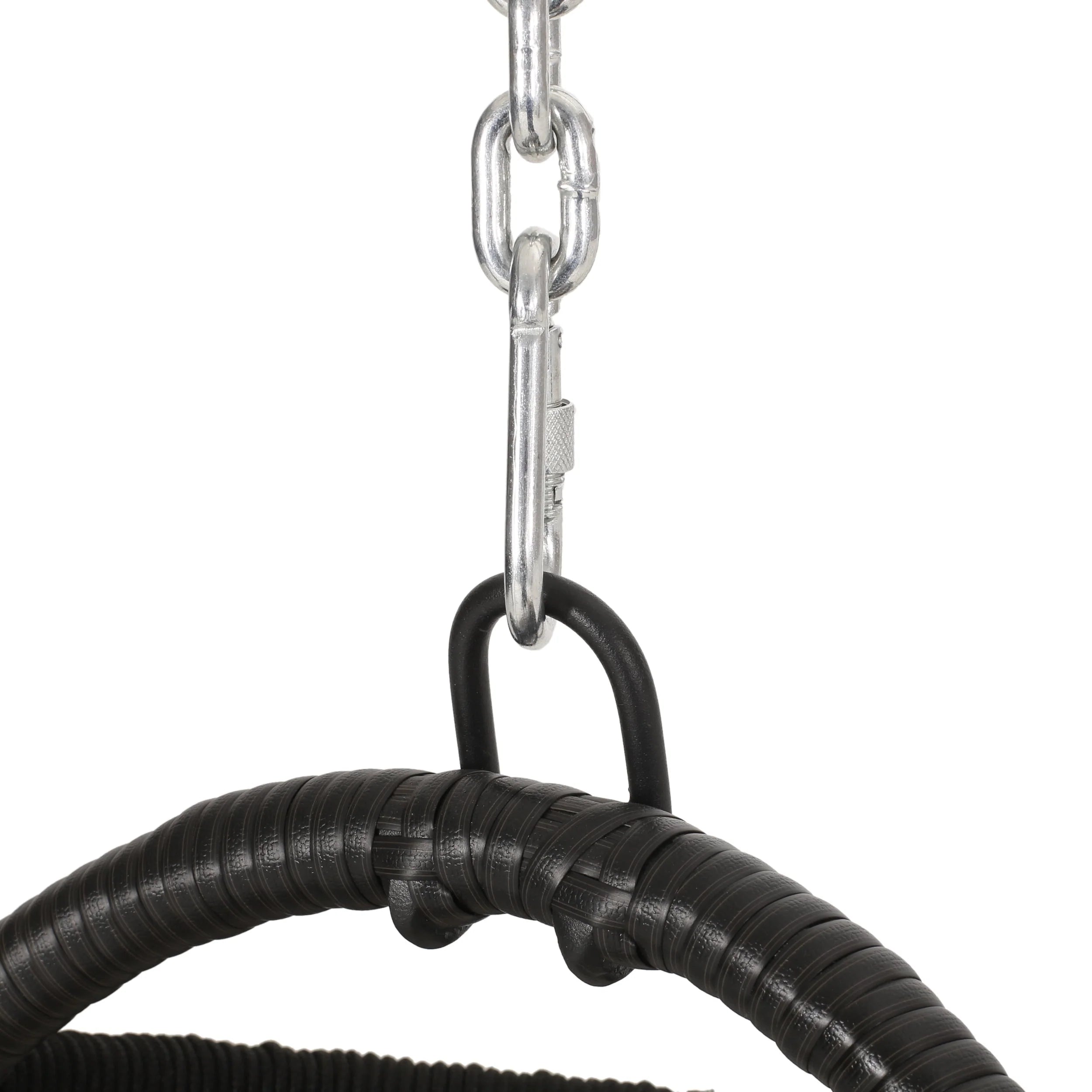 Chaise suspendue pliable d'extérieur Coloma en osier et corde avec support