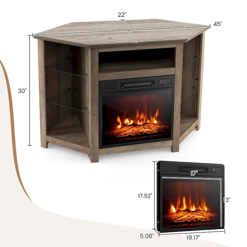 Meuble TV cheminée Costway avec lumières LED et cheminée électrique 18 pouces pour - Voir détails