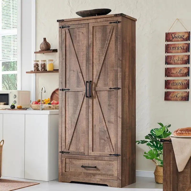 Armoire de rangement de cuisine de ferme, meubles de rangement en bois
