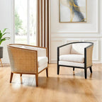 Fauteuil d'appoint en lin Tillman avec rotin