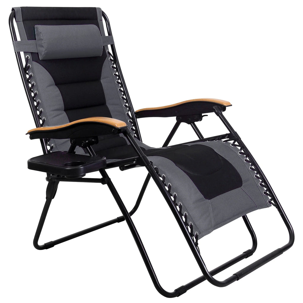 Fauteuil de relaxation zéro gravité XL surdimensionné et rembourré, avec accoudoirs plus larges, inclinable et porte-gobelet - N/A